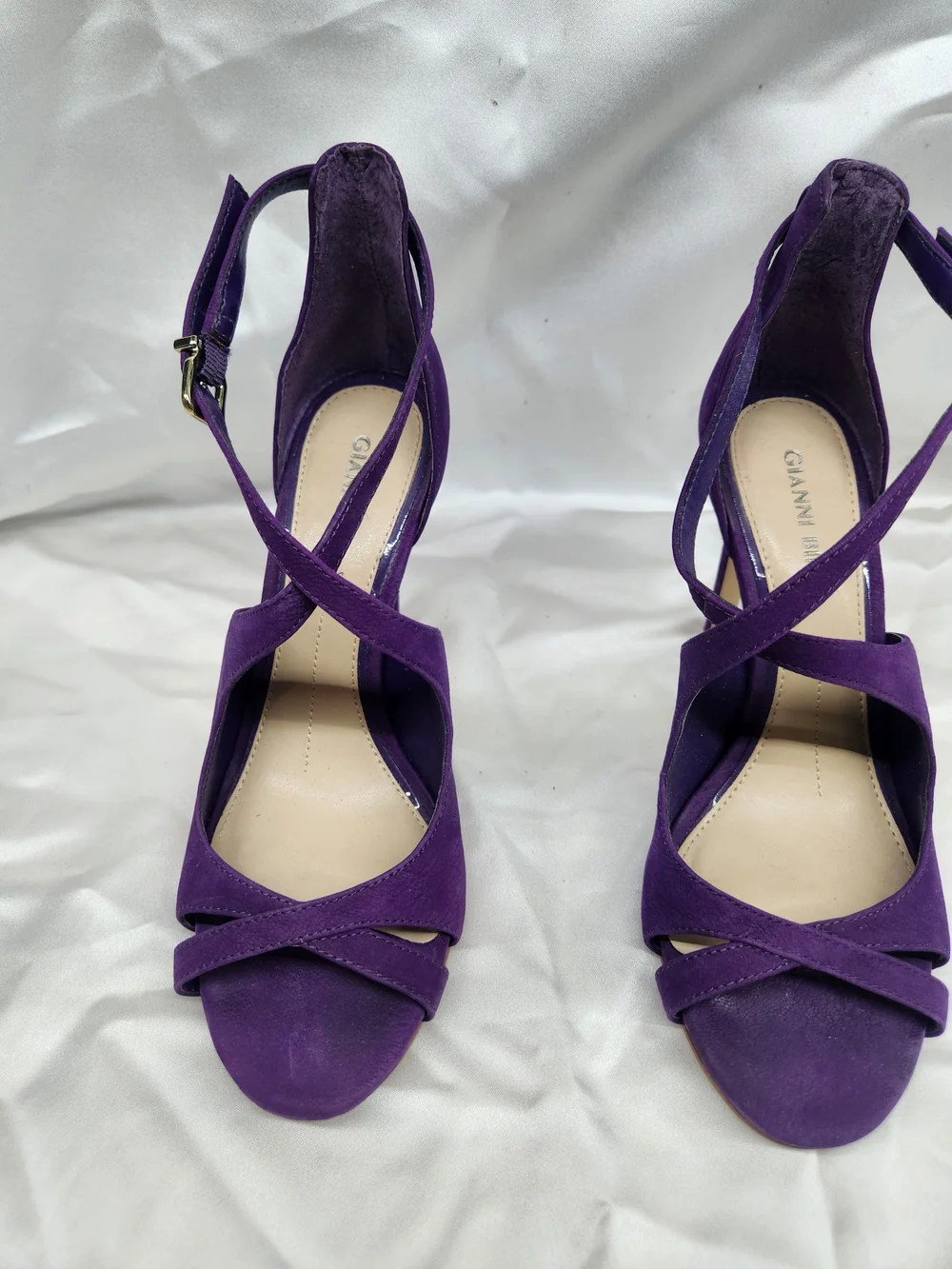 Gianni Bini Purple Suede Crisscross Ankle Strap Heels